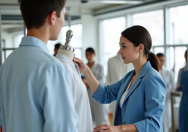 Aura Loom consultant conducting an in-line inspection in a clean factory environment