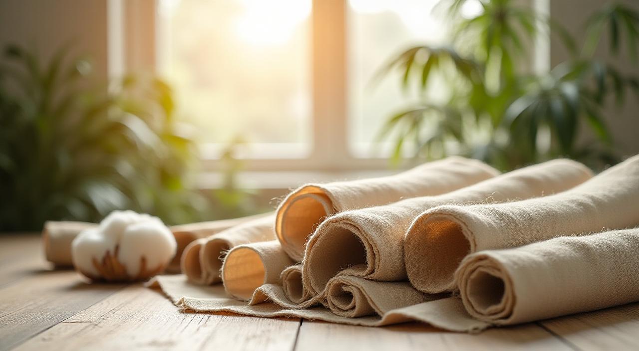 Close-up of eco-friendly sustainable textile fibers and textures